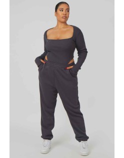 Curve Extreme High Leg Bodysuit Dark Grey