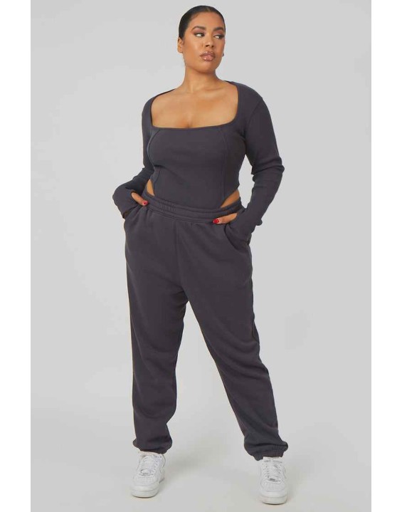 Curve Extreme High Leg Bodysuit Dark Grey