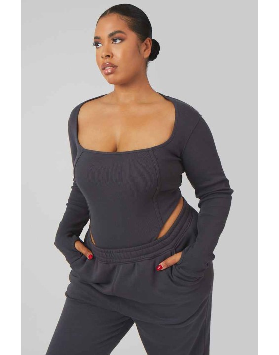 Curve Extreme High Leg Bodysuit Dark Grey