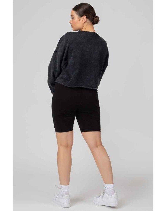 Double Ended Zip Cropped Sweat Acid Wash