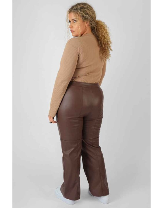 Curve Zip Front Ribbed Bodysuit Light Brown