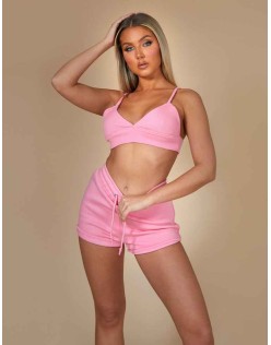 Triangle Ribbed Bralet Pink