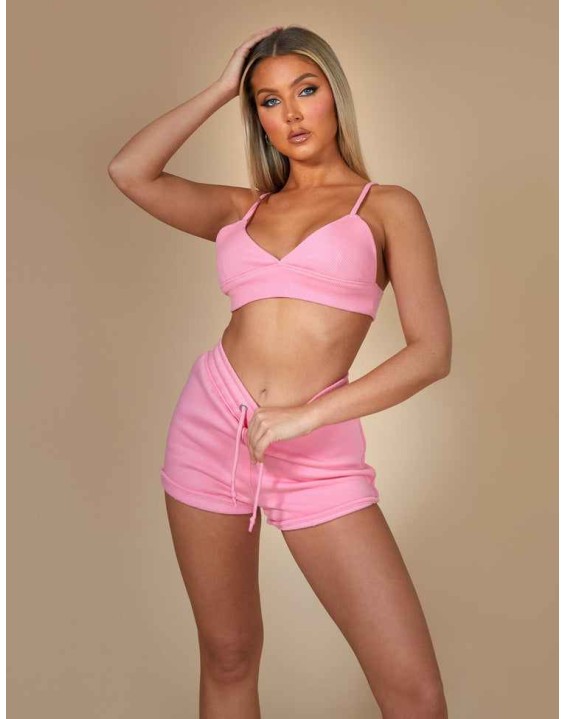 Triangle Ribbed Bralet Pink