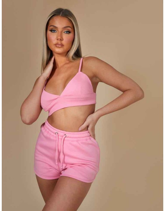 Triangle Ribbed Bralet Pink