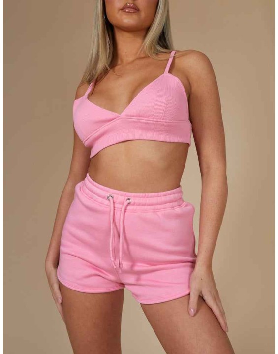 Triangle Ribbed Bralet Pink