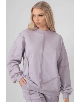 Oversized Exposed Seam Detail Sweatshirt Lilac