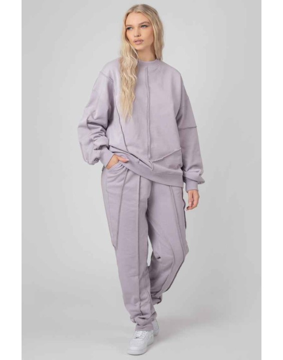 Oversized Exposed Seam Detail Sweatshirt Lilac