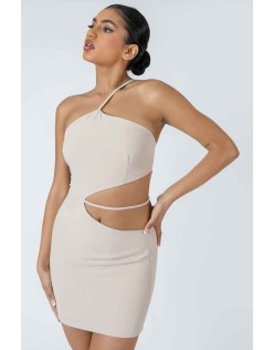 Asymmetric Cutout Waist Strappy Mini Dress