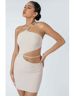 Asymmetric Cutout Waist Strappy Mini Dress