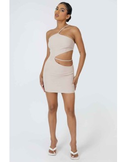 Asymmetric Cutout Waist Strappy Mini Dress