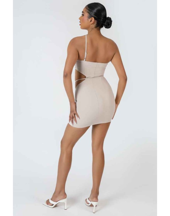 Asymmetric Cutout Waist Strappy Mini Dress