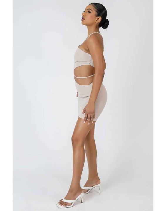Asymmetric Cutout Waist Strappy Mini Dress