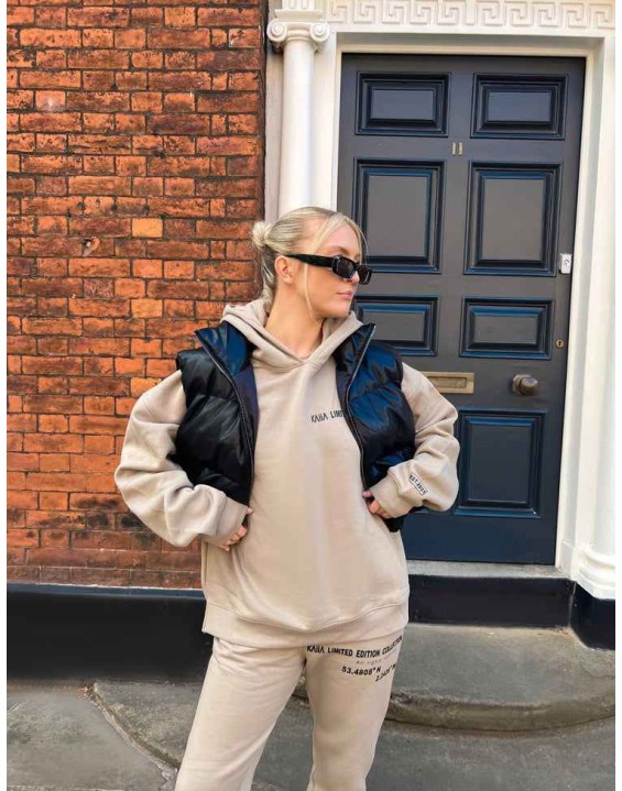 Oversized Text Detail Hoodie Elm