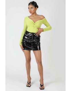 Twist Wrap Gather Long Sleeve Bodysuit