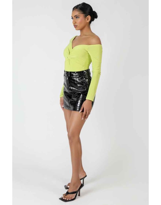 Twist Wrap Gather Long Sleeve Bodysuit