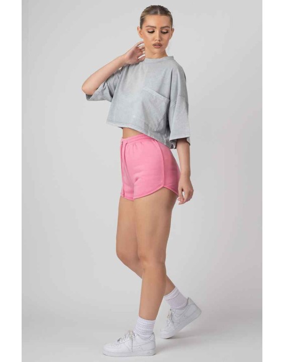 Boxy Cropped Graphic T-Shirt Acid Wash