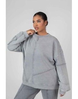 Curve Oversized Raw Edge Sweatshirt Acid Wash