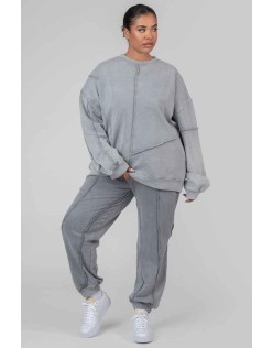 Curve Oversized Raw Edge Sweatshirt Acid Wash