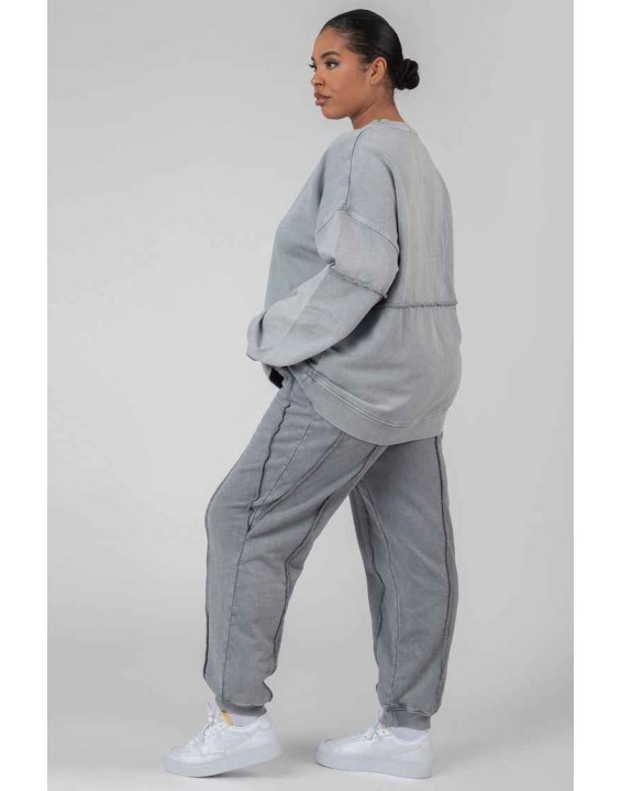 Curve Oversized Raw Edge Sweatshirt Acid Wash