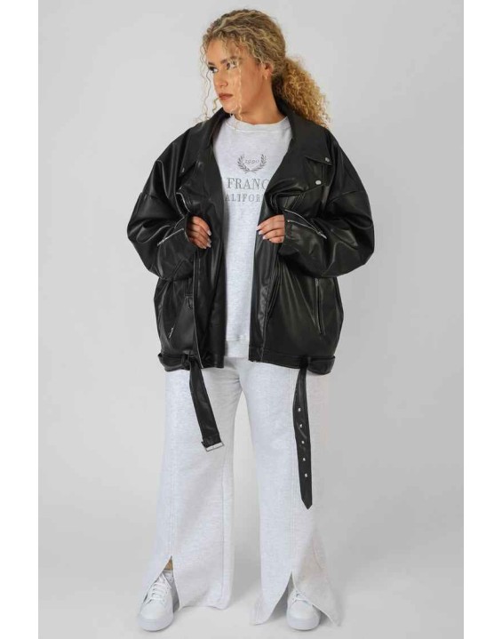 Curve Pu Oversized Biker Jacket