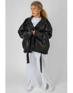 Curve Pu Oversized Biker Jacket