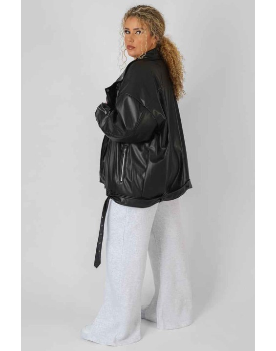 Curve Pu Oversized Biker Jacket