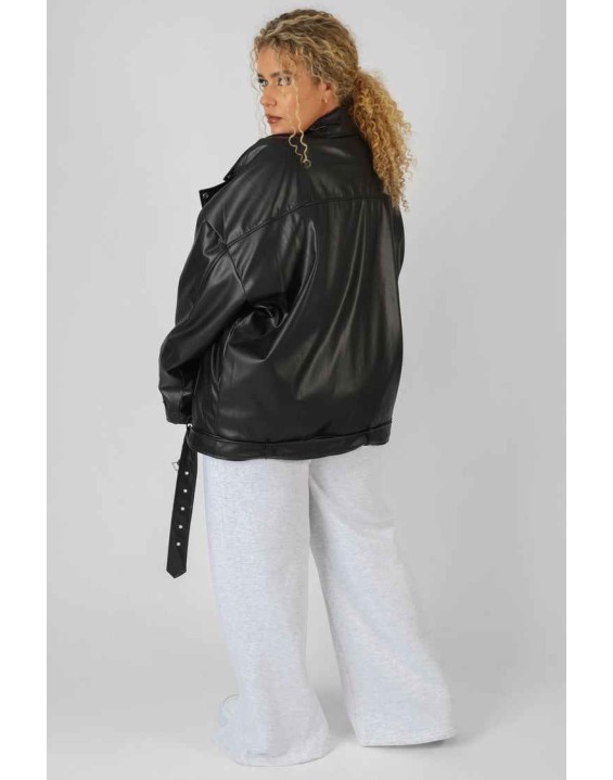 Curve Pu Oversized Biker Jacket