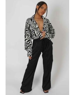 Psychedelic Printed Oversized Shirt Monochrome