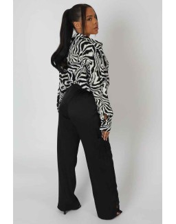 Psychedelic Printed Oversized Shirt Monochrome