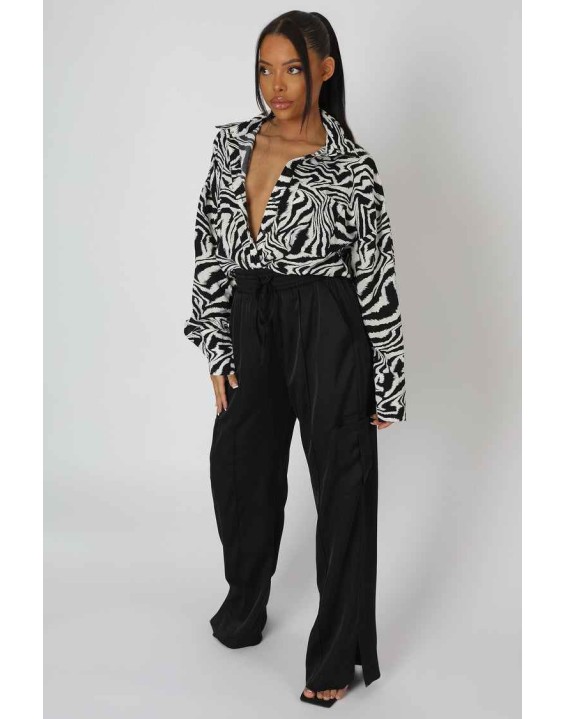Psychedelic Printed Oversized Shirt Monochrome