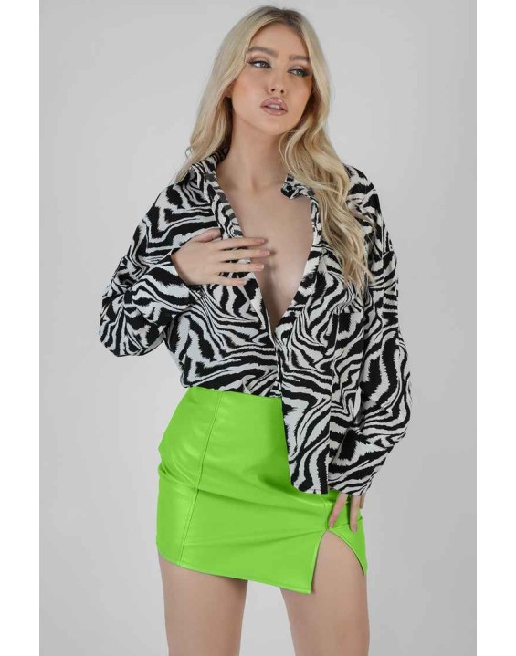 Psychedelic Printed Oversized Shirt Monochrome