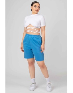 Underbust Detail Strappy Crop Top White