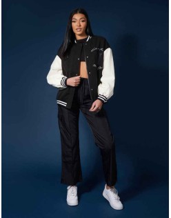 Oversized Varsity Jacket Black