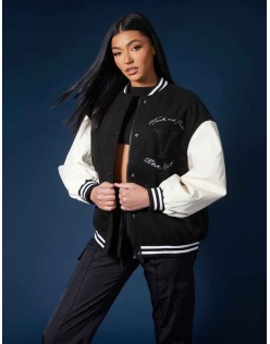 Oversized Varsity Jacket Black