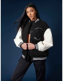 Oversized Varsity Jacket Black