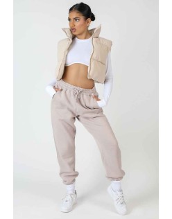 Cropped Puffer Gilet Stone