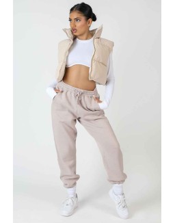 Cropped Puffer Gilet Stone