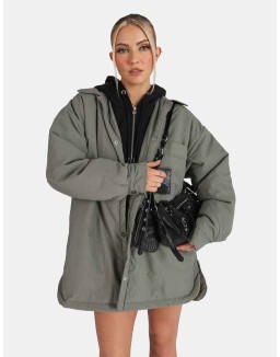 Padded Oversized Shacket Slate