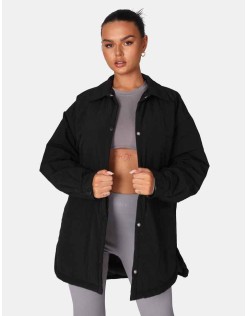 Padded Oversized Shacket Black