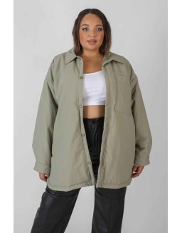 Curve Padded Oversized Shacket Elm