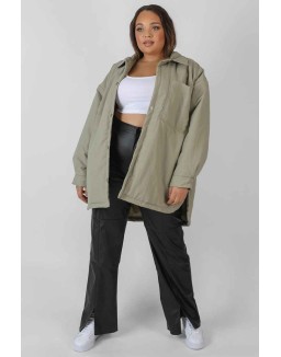 Curve Padded Oversized Shacket Elm