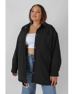 Curve Padded Oversized Shacket Black