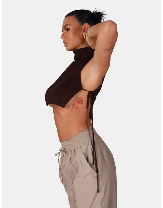 Tie Side Roll Neck Crop Top