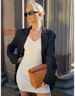 Knitted Off Shoulder Dress Ivory