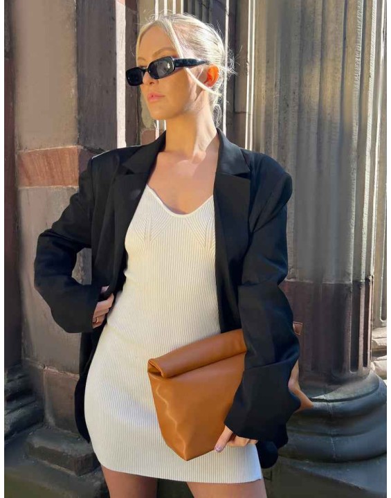 Knitted Off Shoulder Dress Ivory