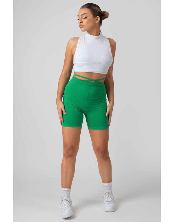 Tie Waist Cycling Shorts Green