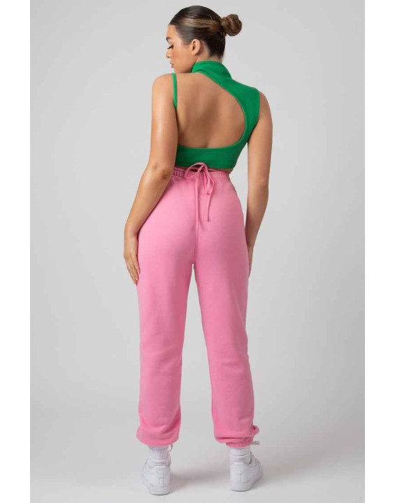 High Neck Cut Out Strappy Bralet Green