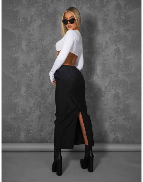 Long Sleeve Underbust Crop Top White