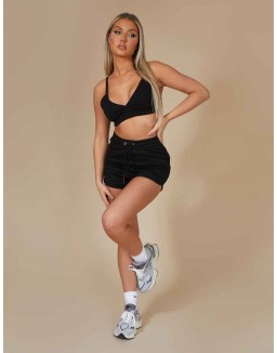 Triangle Ribbed Bralet Black