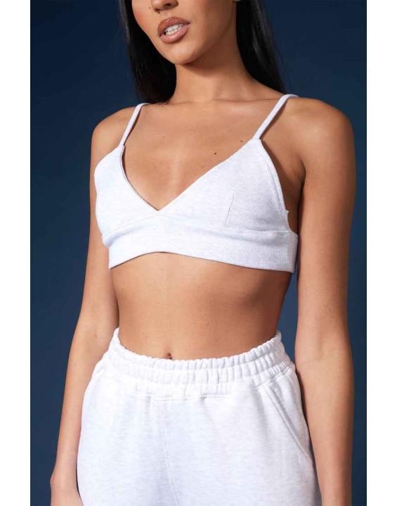 Triangle Ribbed Bralet Oatmeal Marl